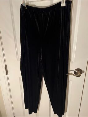 JM Collection Jennifer Moore Black Velvet Pull-On Pants Size Large